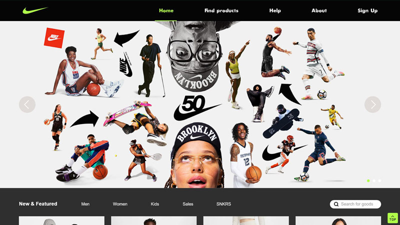 耐克Nike高保真含交互PC和移动一套网页6页xd